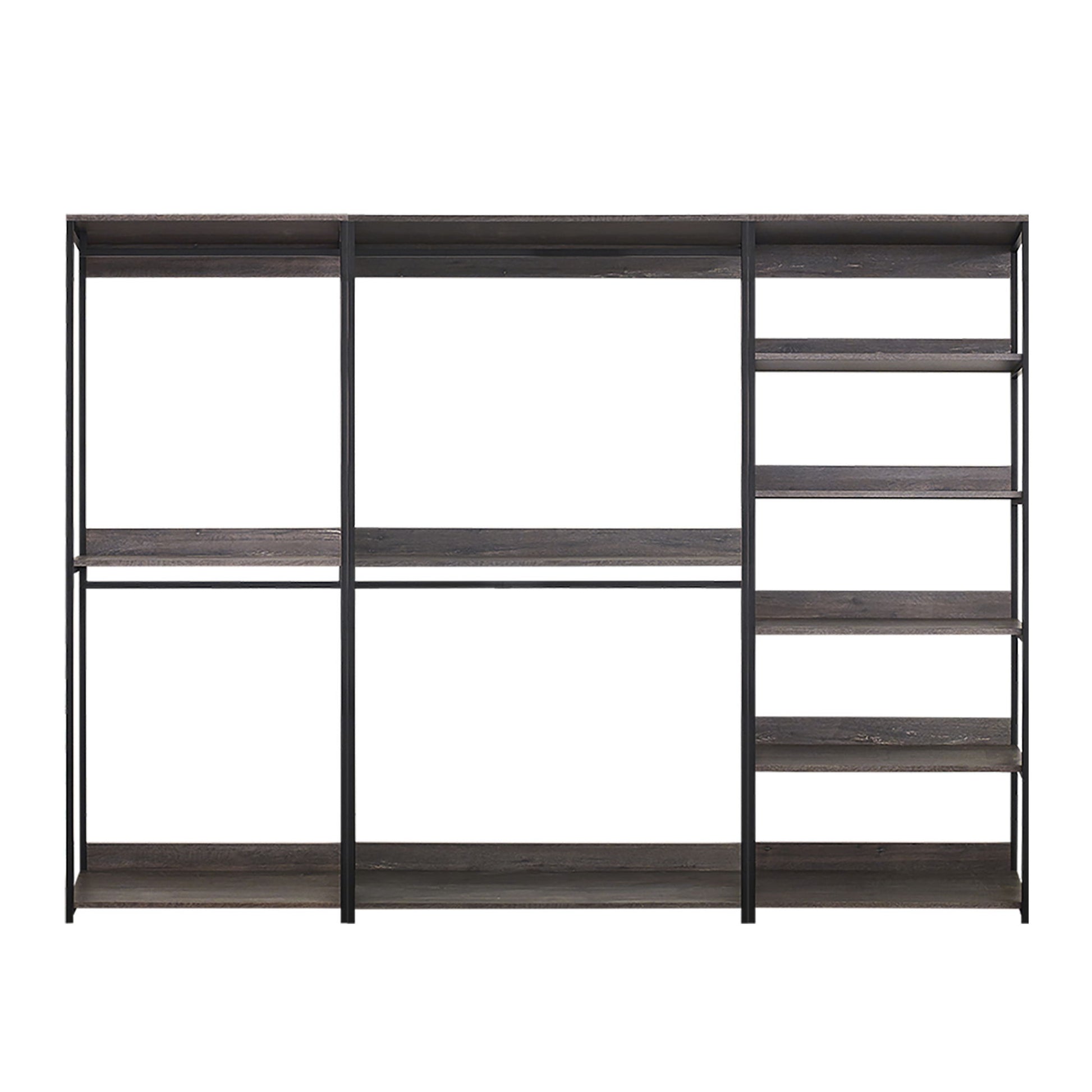 Monica - Wood Walk In Closet System With Spacious Drawer In Wood And Metal Frame - Gray