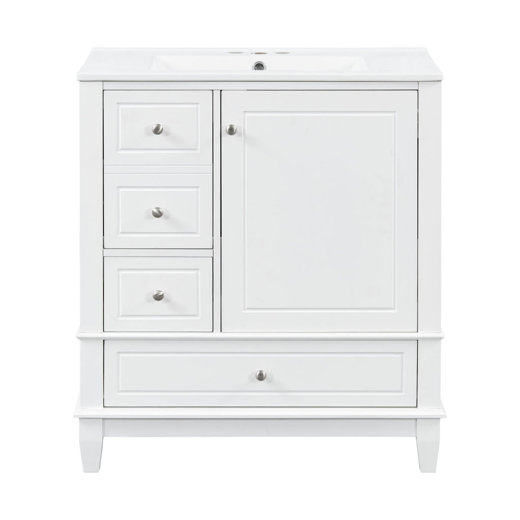Freestanding Bathroom Vanity With Sink, Soft Close Door, 3 Drawers