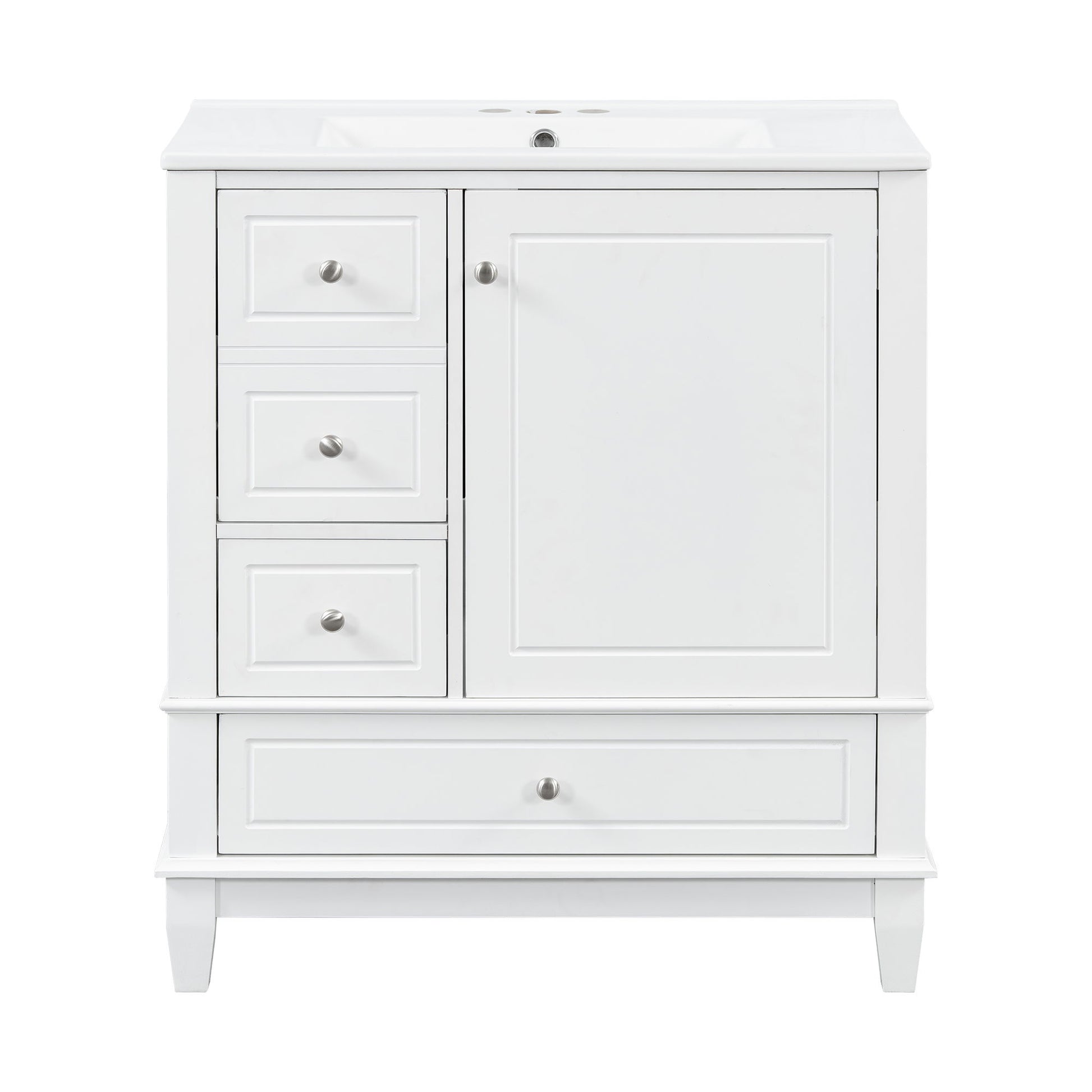Freestanding Bathroom Vanity With Sink, Soft Close Door, 3 Drawers