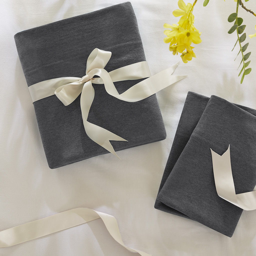 Cotton Blend Jersey Knit - Twin All Season Sheet Set - Dark Gray