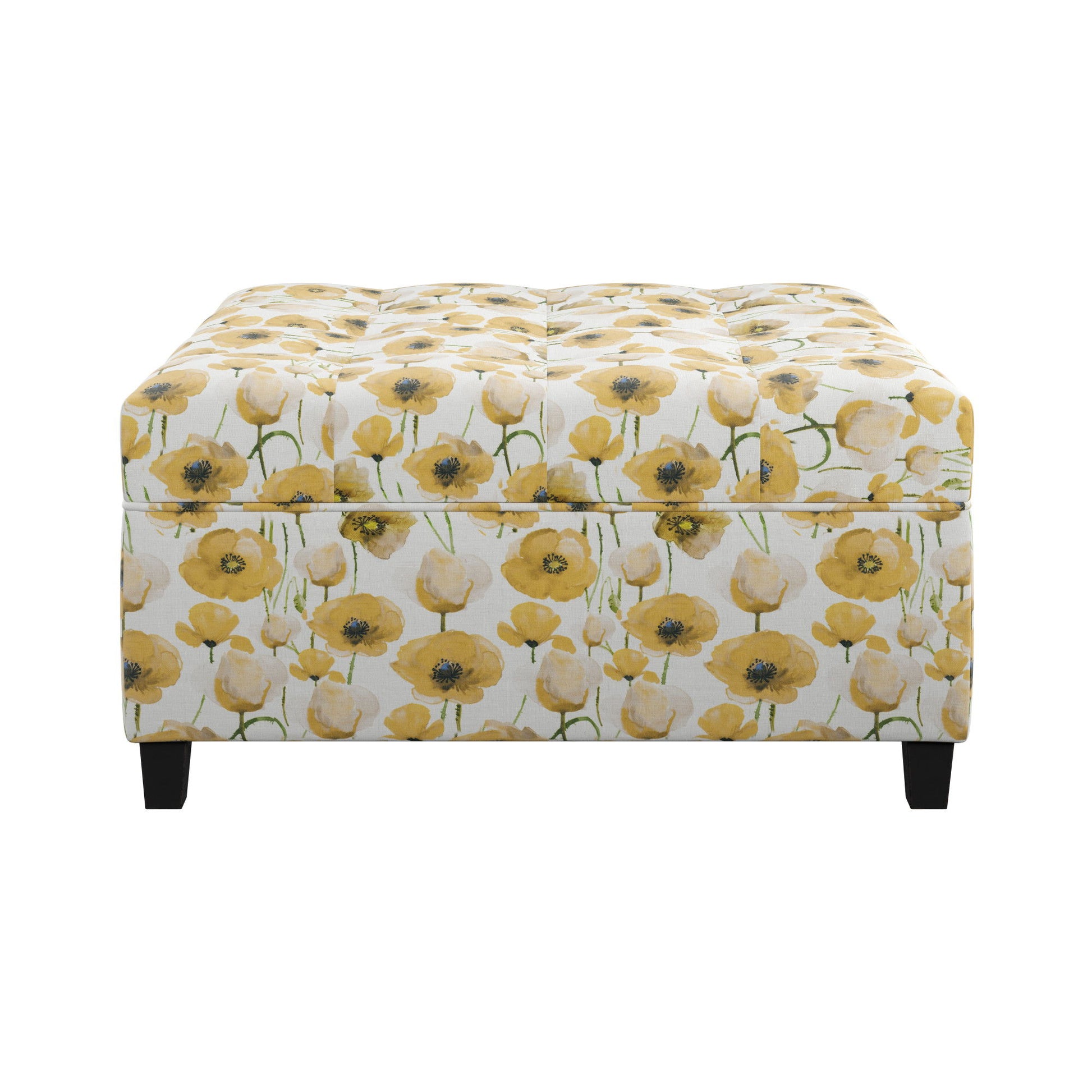 Floral Storage Ottoman With Traditional Design - Gold