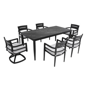 Modern Outdoor Patio Dining Set With Table And Chairs With Sunbrella Cushions