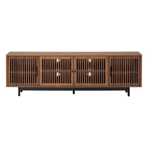 TV Stand For TVs, Entertainment Center With Closed Storage & Cable Management, Soft Closing Hinges - Walnut