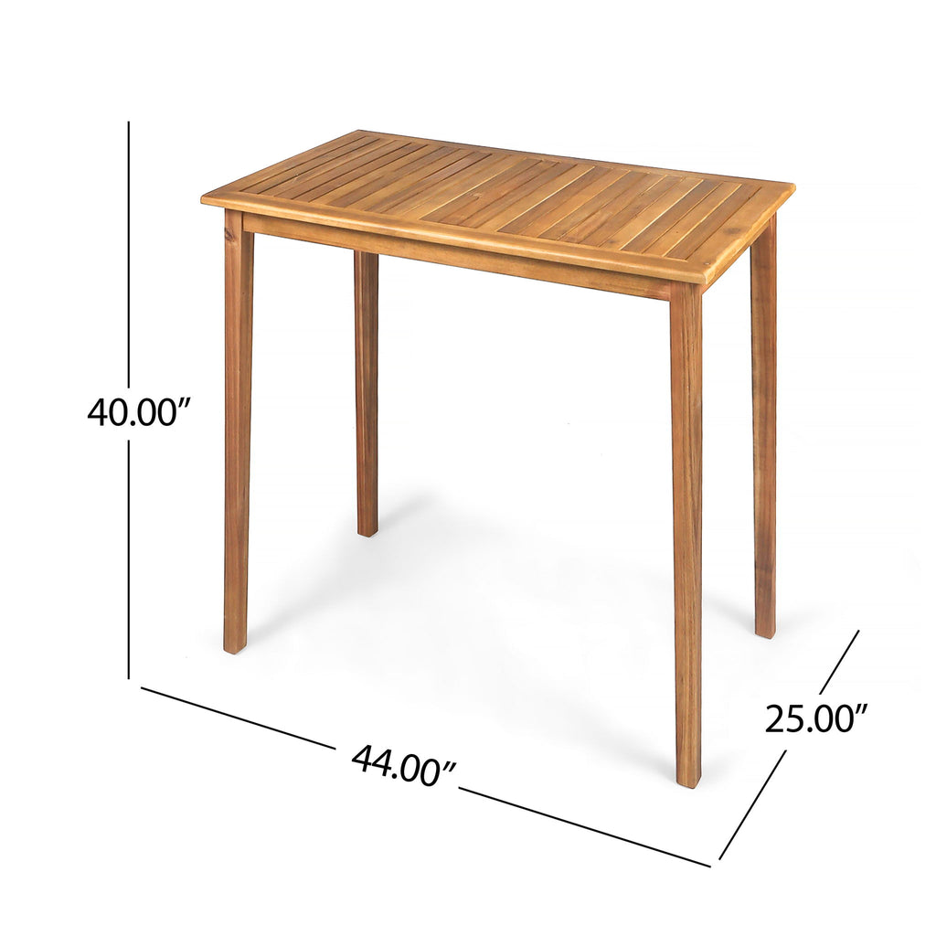 Outdoor Minimalist Acacia Wood Rectangle Bar Table