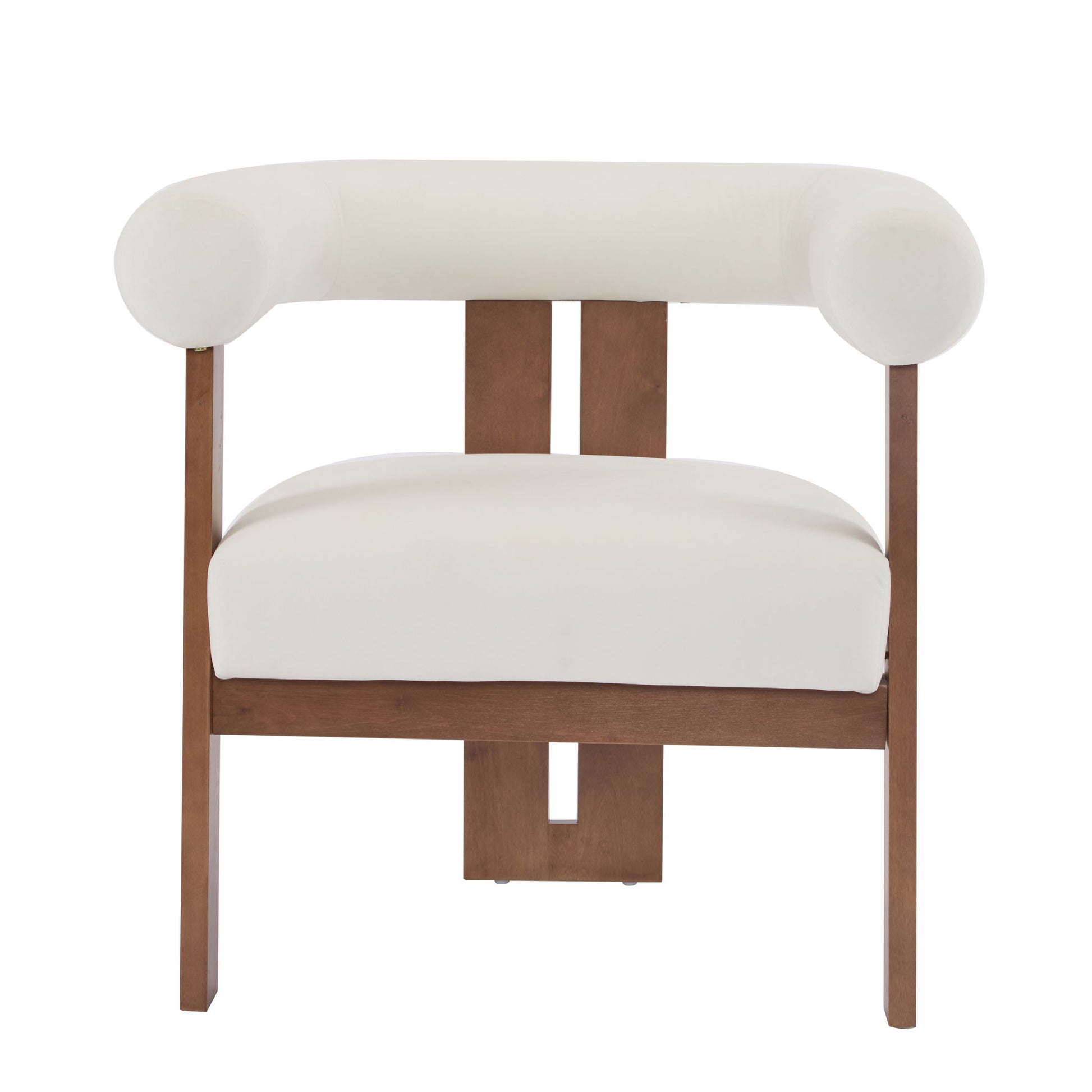 Modern Upholstered Round Arm Accent Chair With Upholstery