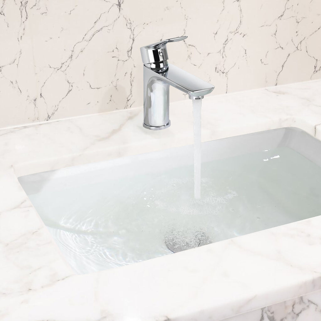 Single Handle Lavatory Basin Sink Faucet Brass Bathroom Faucet With Hot And Cold Water Control - Chrome