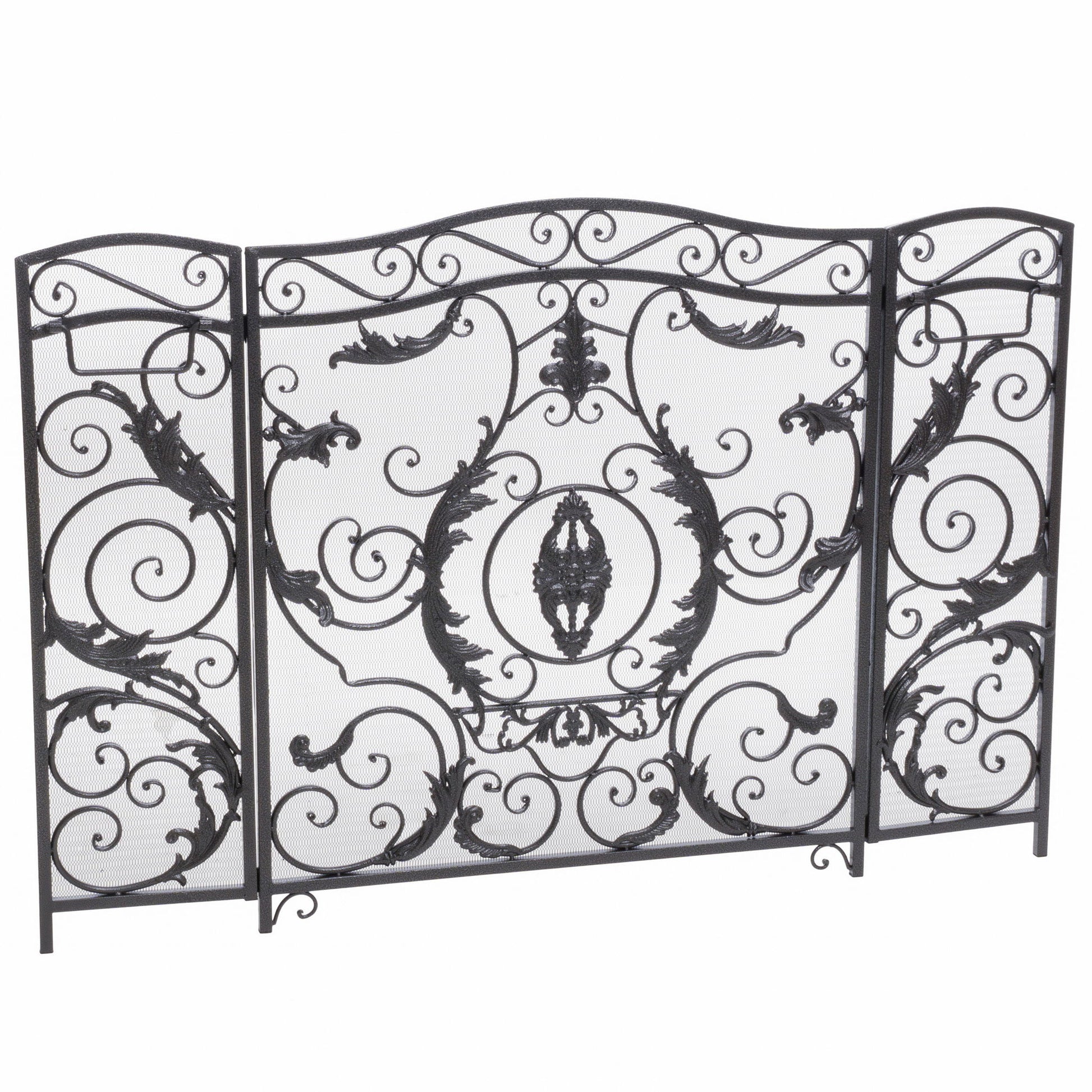 Mariella - Traditional Floral Iron Fireplace Screen With Ornate Design