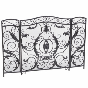 Mariella - Traditional Floral Iron Fireplace Screen With Ornate Design
