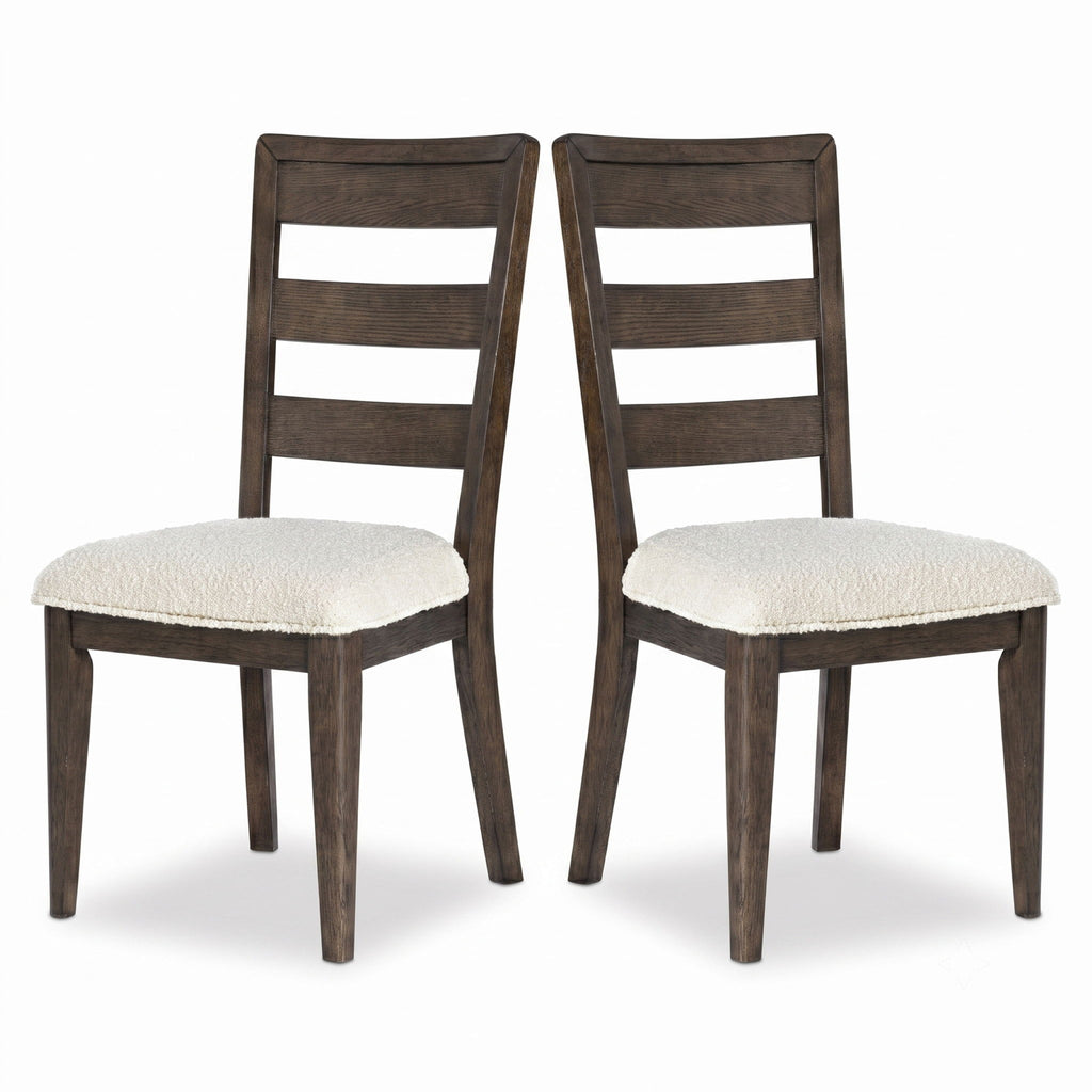 Upholstered Dining Chair With Ladder Back Design (Set of 2) - Dark Oak