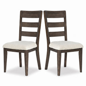 Upholstered Dining Chair With Ladder Back Design (Set of 2) - Dark Oak