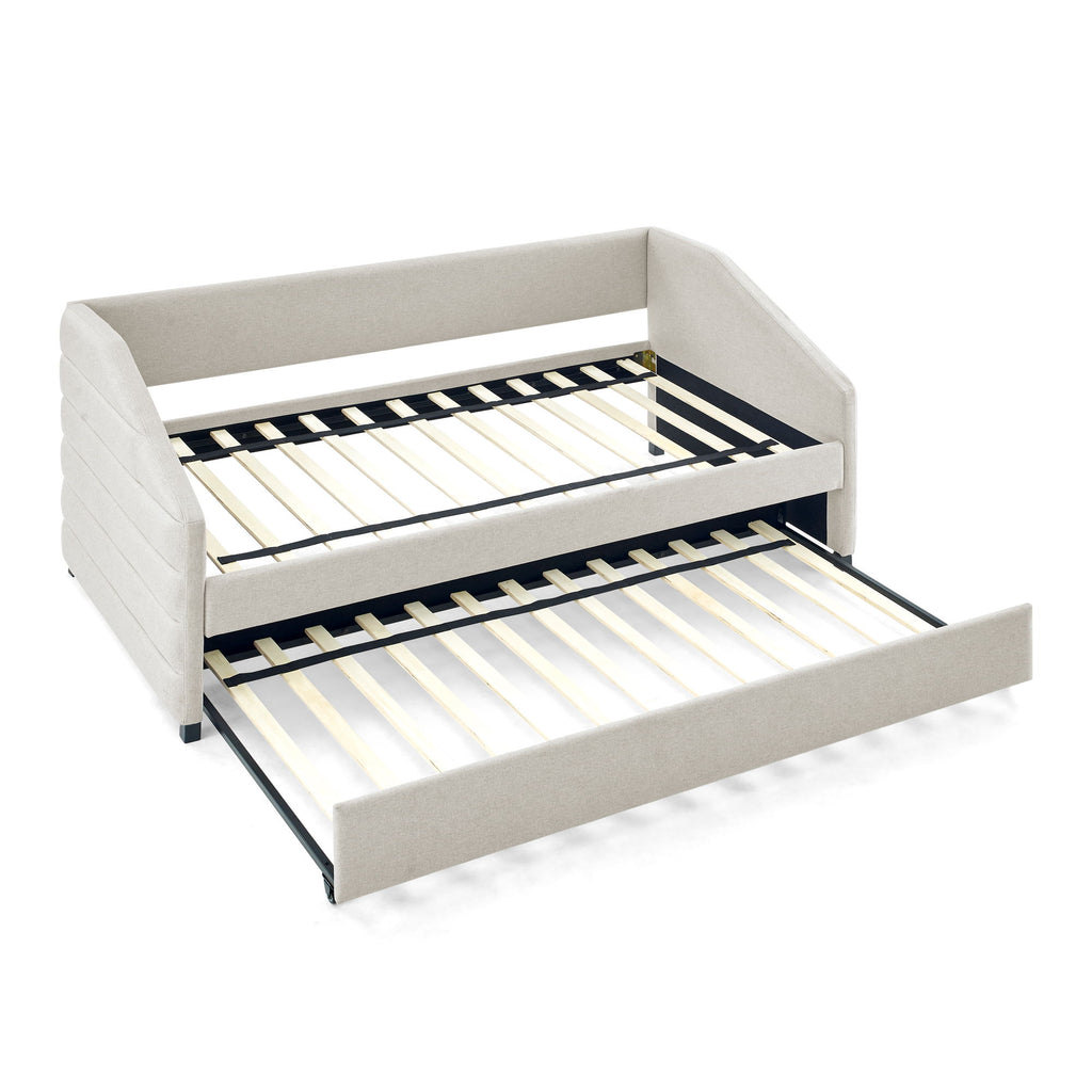 Elegant Daybed With Trundle Upholstered Tufted Sofa Bed
