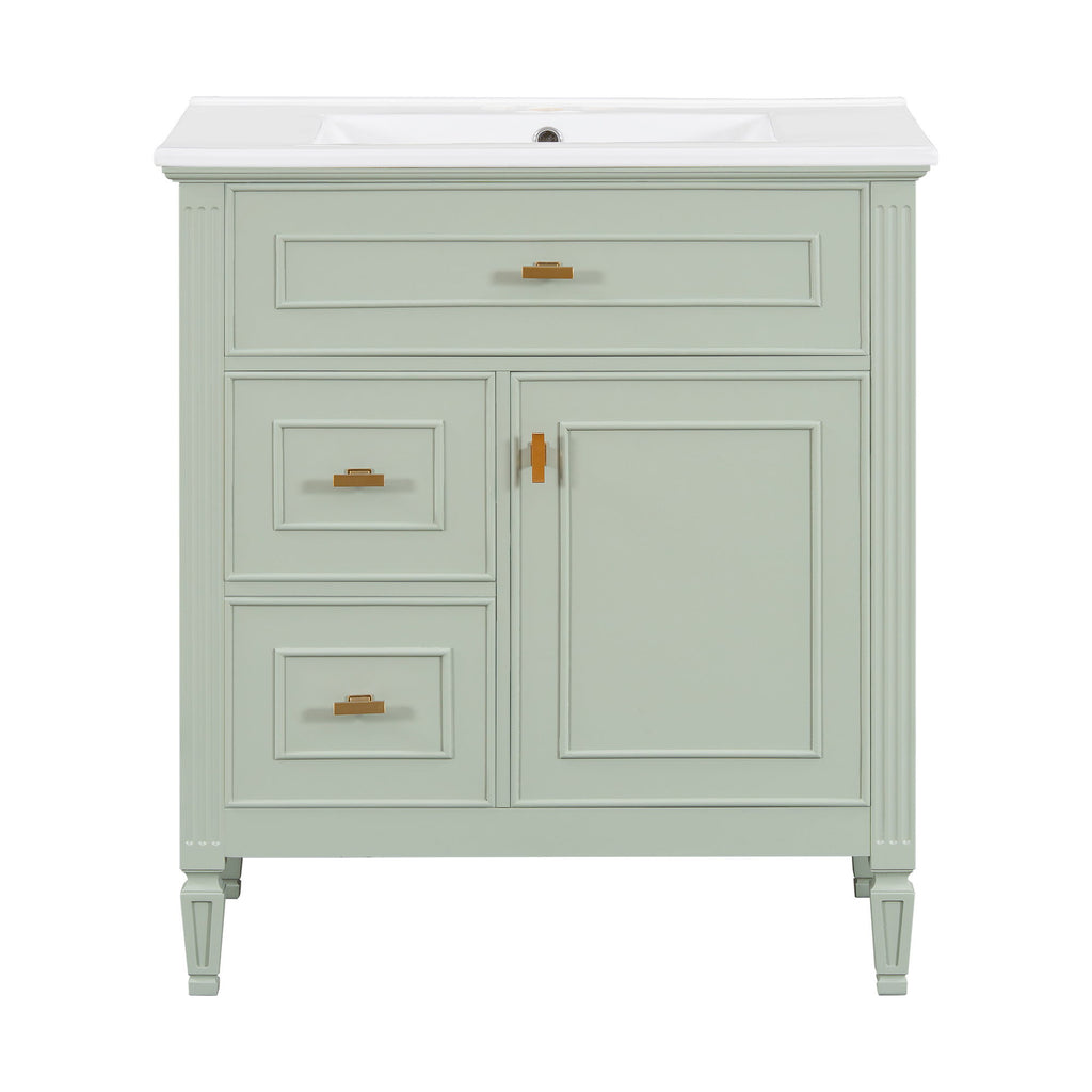 Modern Bathroom Vanity With Sink, 1 Flip Drawer And 2 Drawers, Adjustable Shelf
