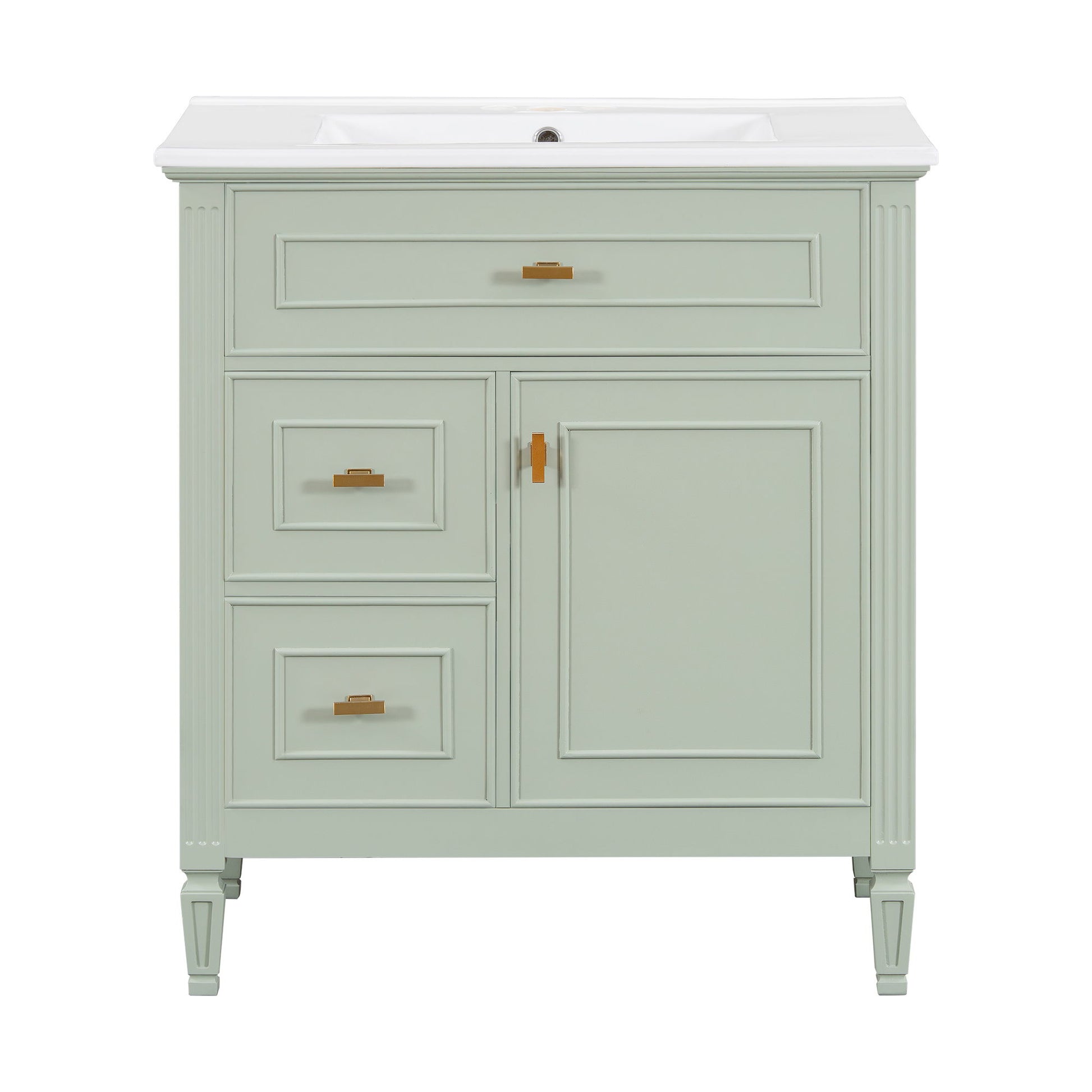 Modern Bathroom Vanity With Sink, 1 Flip Drawer And 2 Drawers, Adjustable Shelf