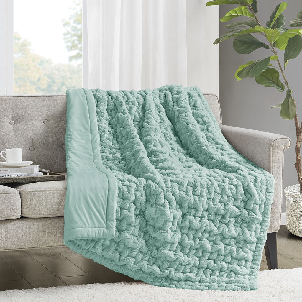 Ruched Throw - Aqua