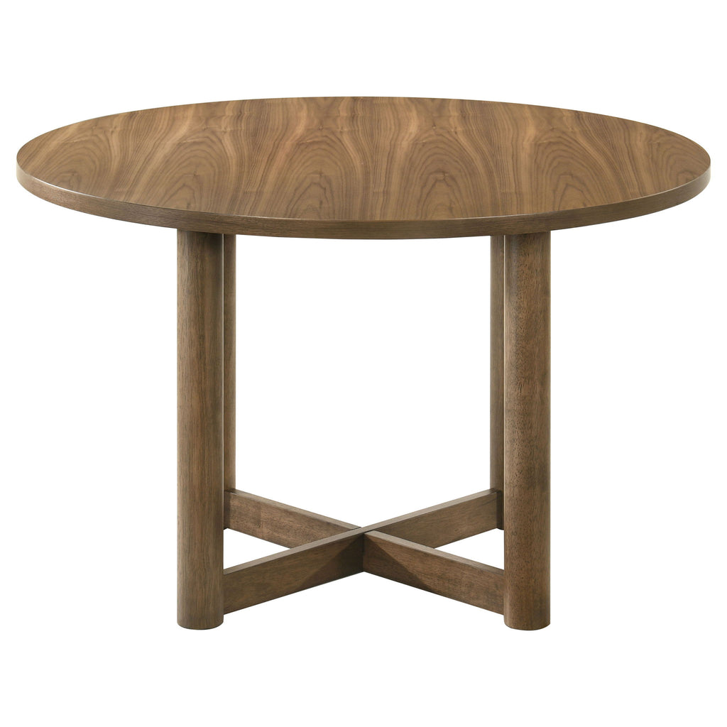 Graham - Round Dining Table With X Cross Base - Walnut