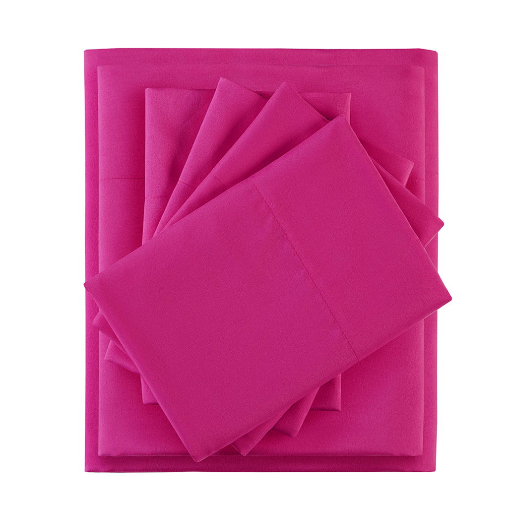 Microfiber - Twin Long Sheet Set With Side Storage Pockets - Pink
