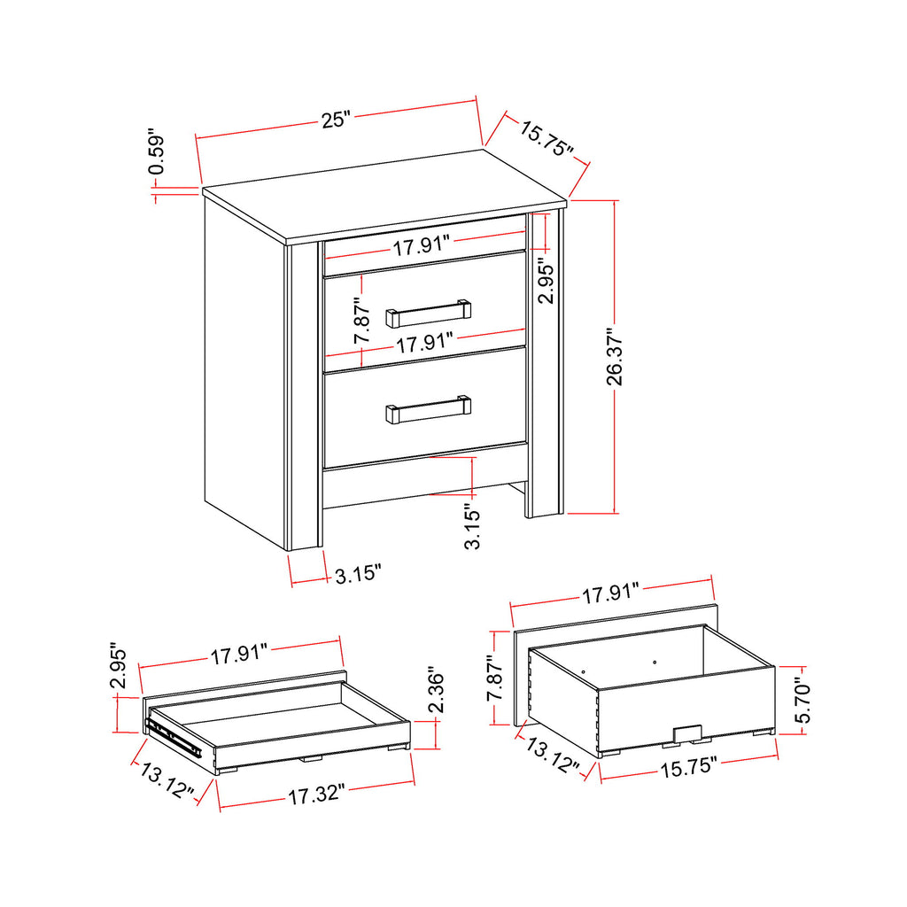 Lorenzo - Nightstand With Hidden Compartment And Handles - Silver