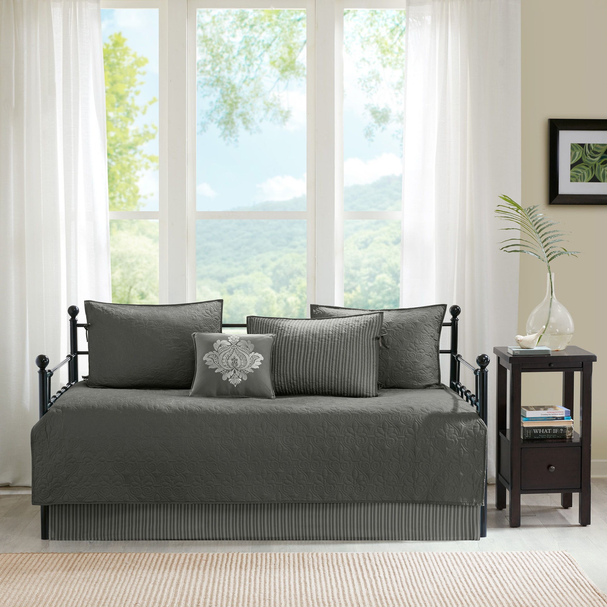 Quebec - Twin Reversible Daybed Cover (Set of 6) - Dark Gray