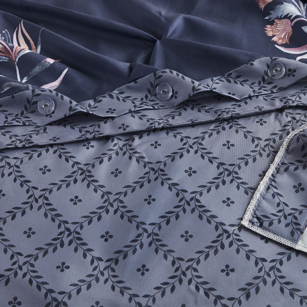 Marfa - 3 Piece Pintuck Duvet Cover Set - Navy