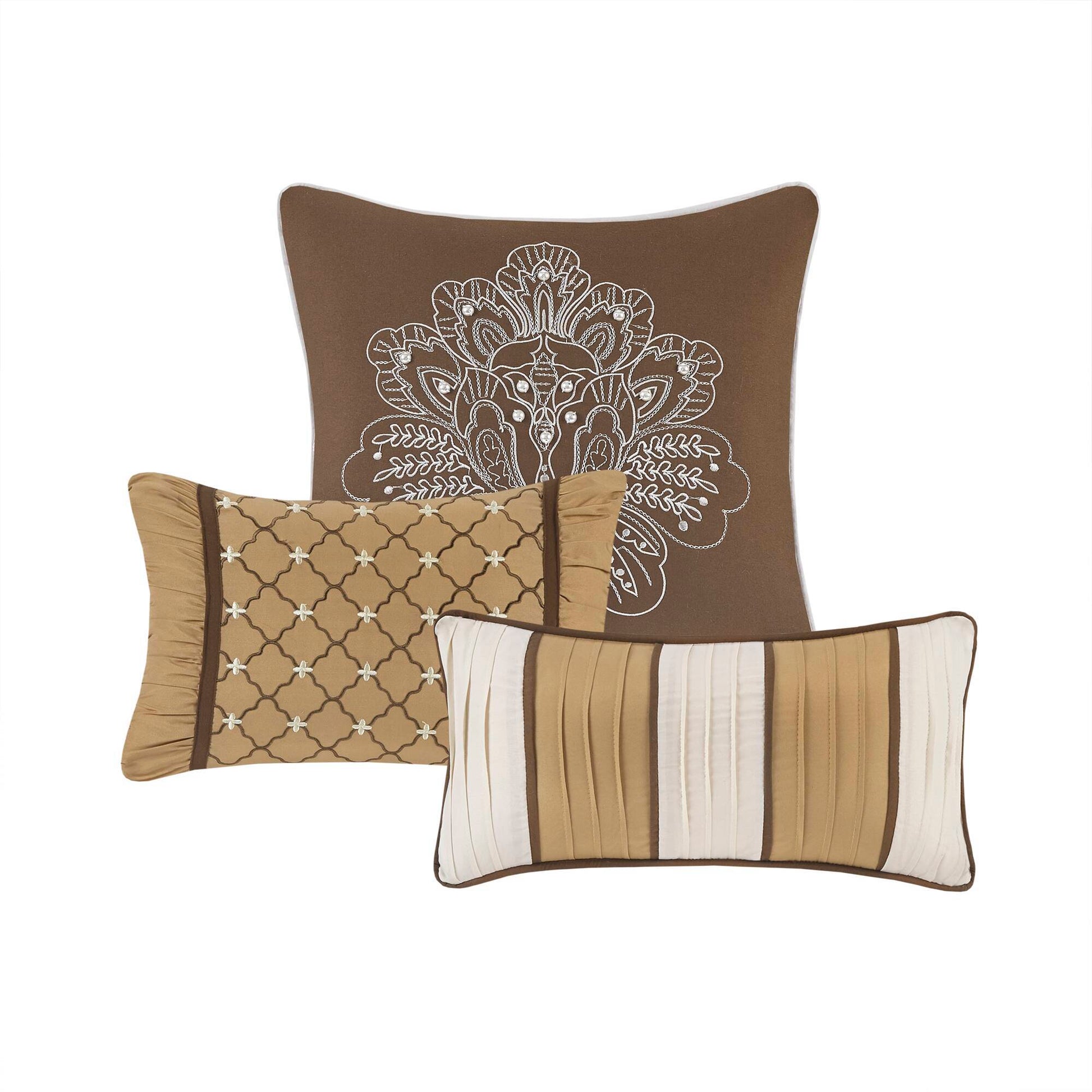 Bellagio - 6 Piece Reversible Coverlet Set - Brown / Gold