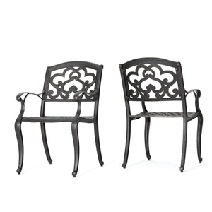 Cast Aluminum Dining Chair With Hand Crafted Details - Copper