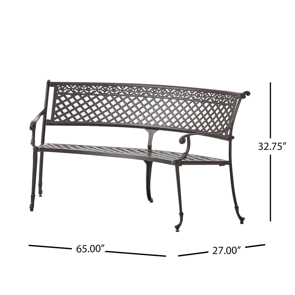 Sector - Bench With Curved Design And Diamond Cross Seat - Copper