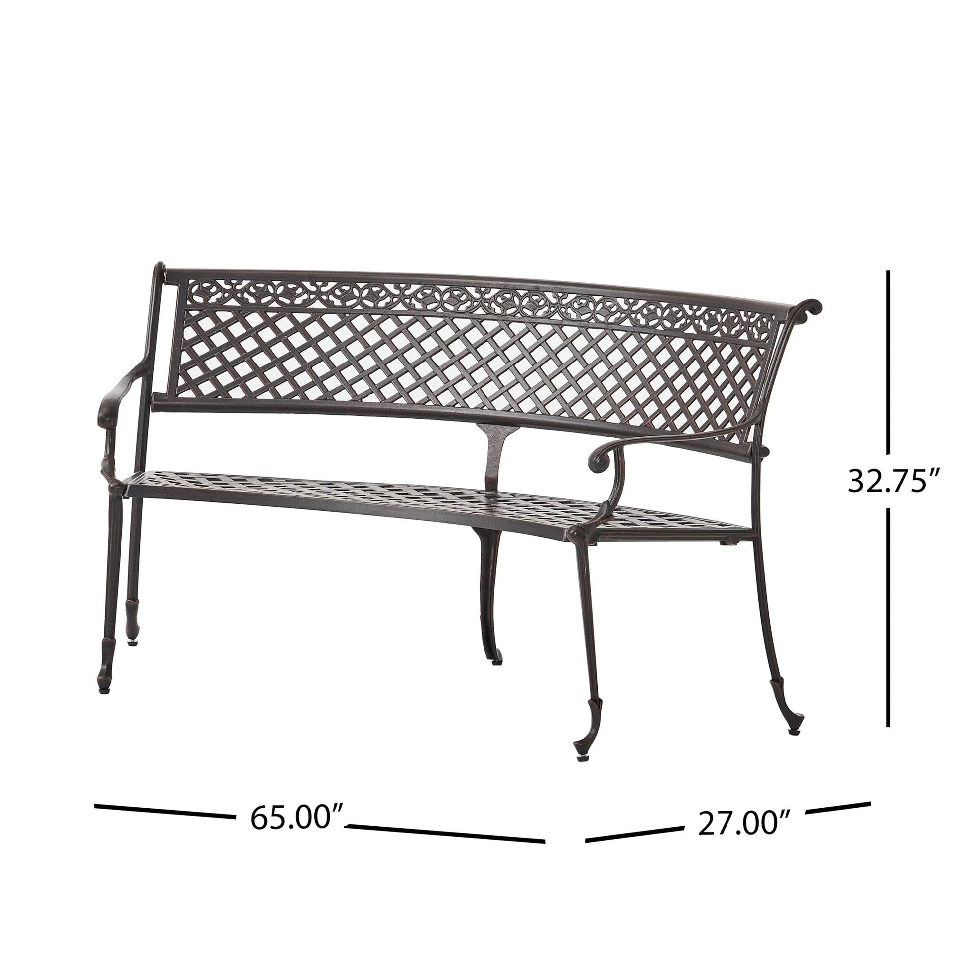 Sector - Bench With Curved Design And Diamond Cross Seat - Copper