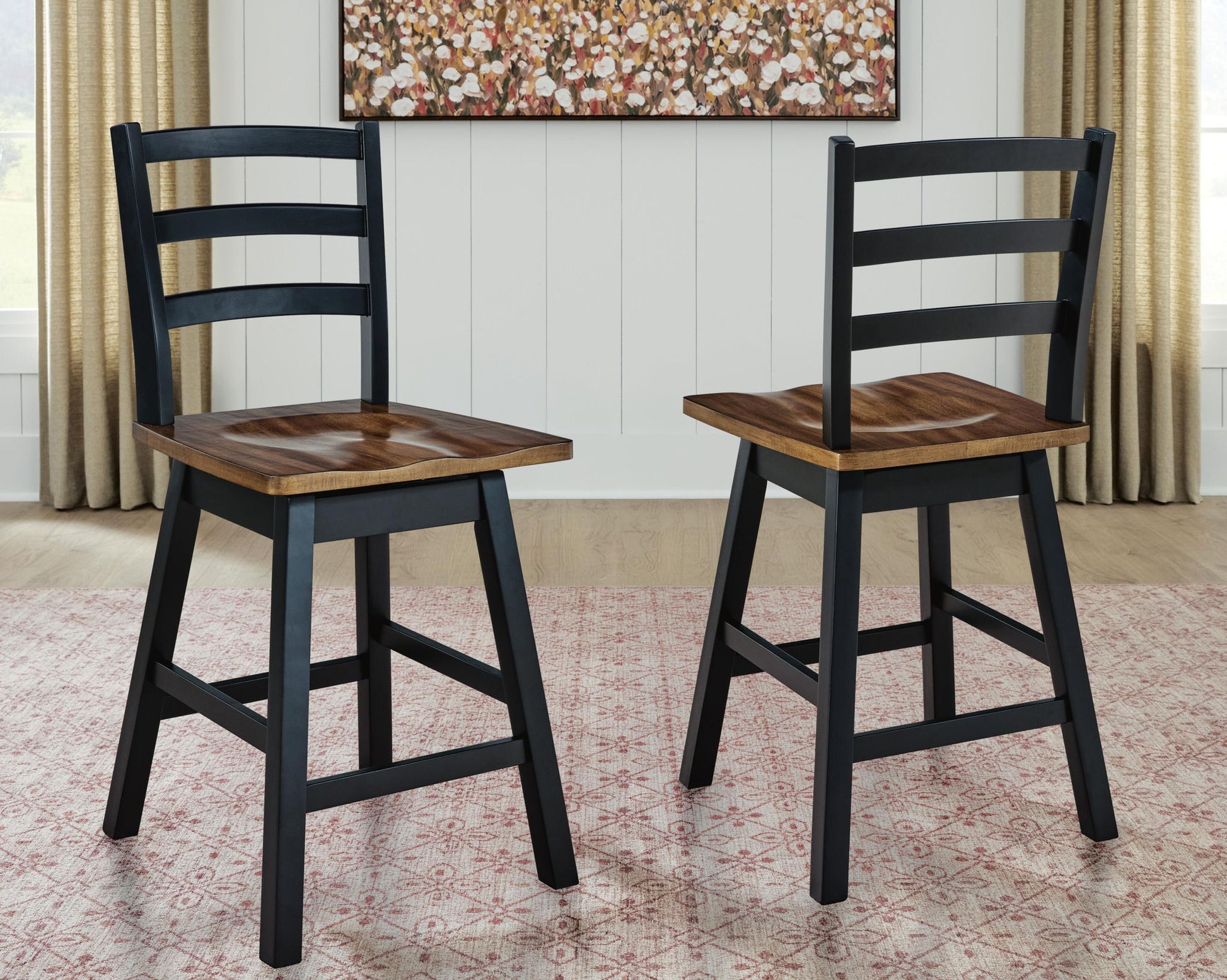 Wildenauer - Swivel Stool (Set of 2) - Brown / Black