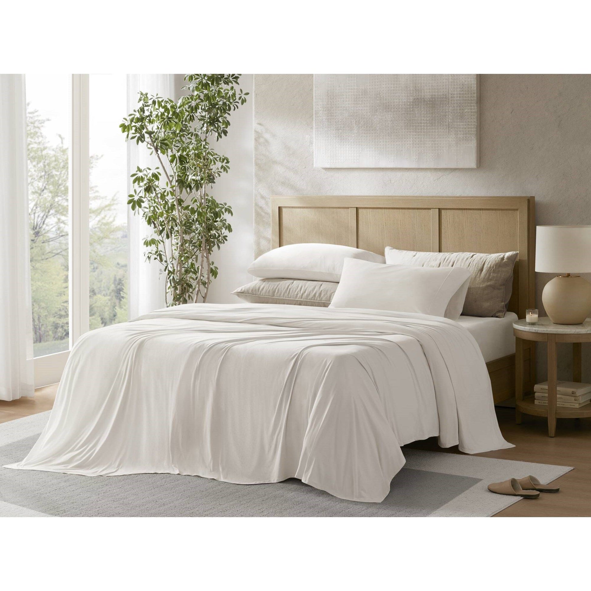 California King Stretch Jersey Sheet Set - White