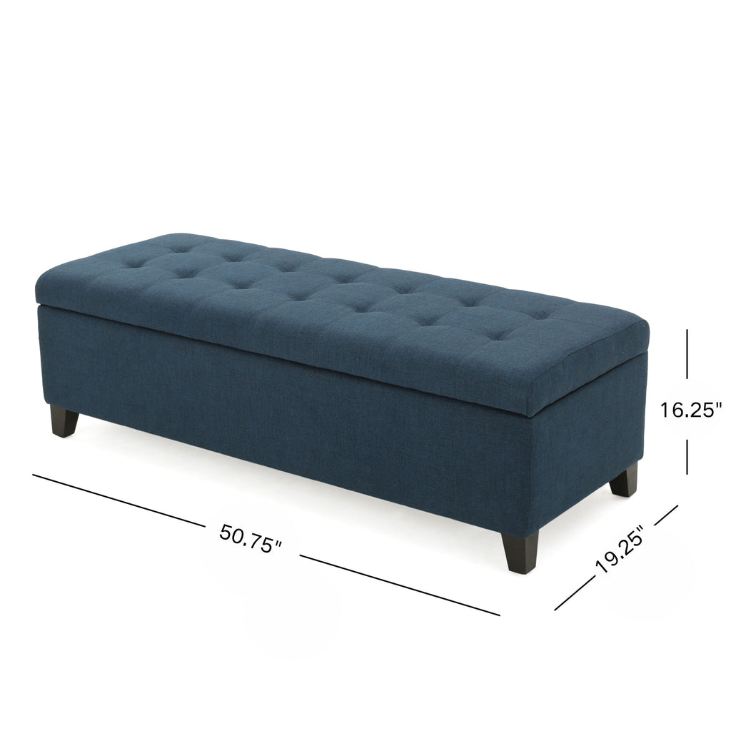 Nebulous - Fabric Upholstered Ottoman With Storage And Diamond Tufted Seat - Navy Blue