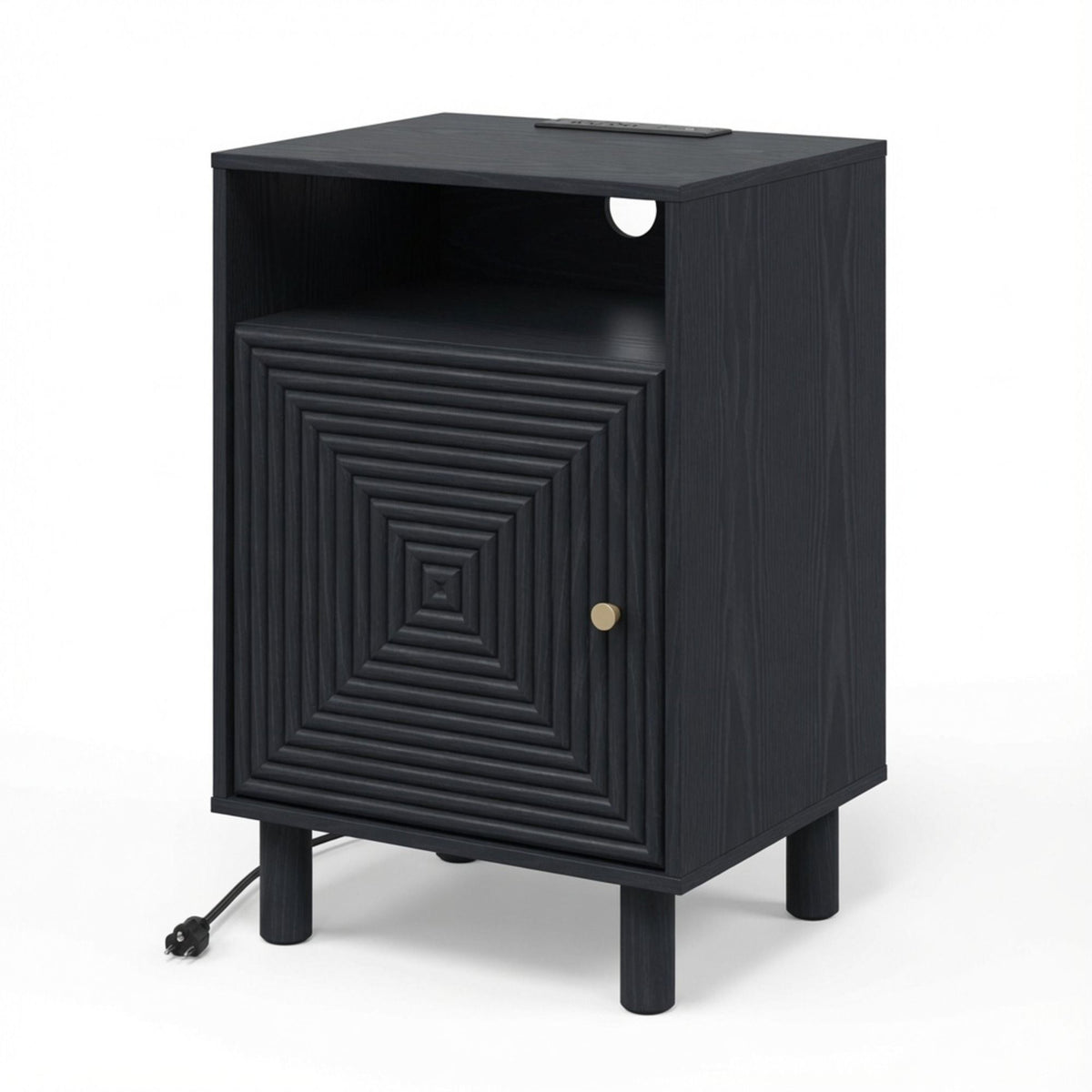 Nightstand With Charging Station & Storage