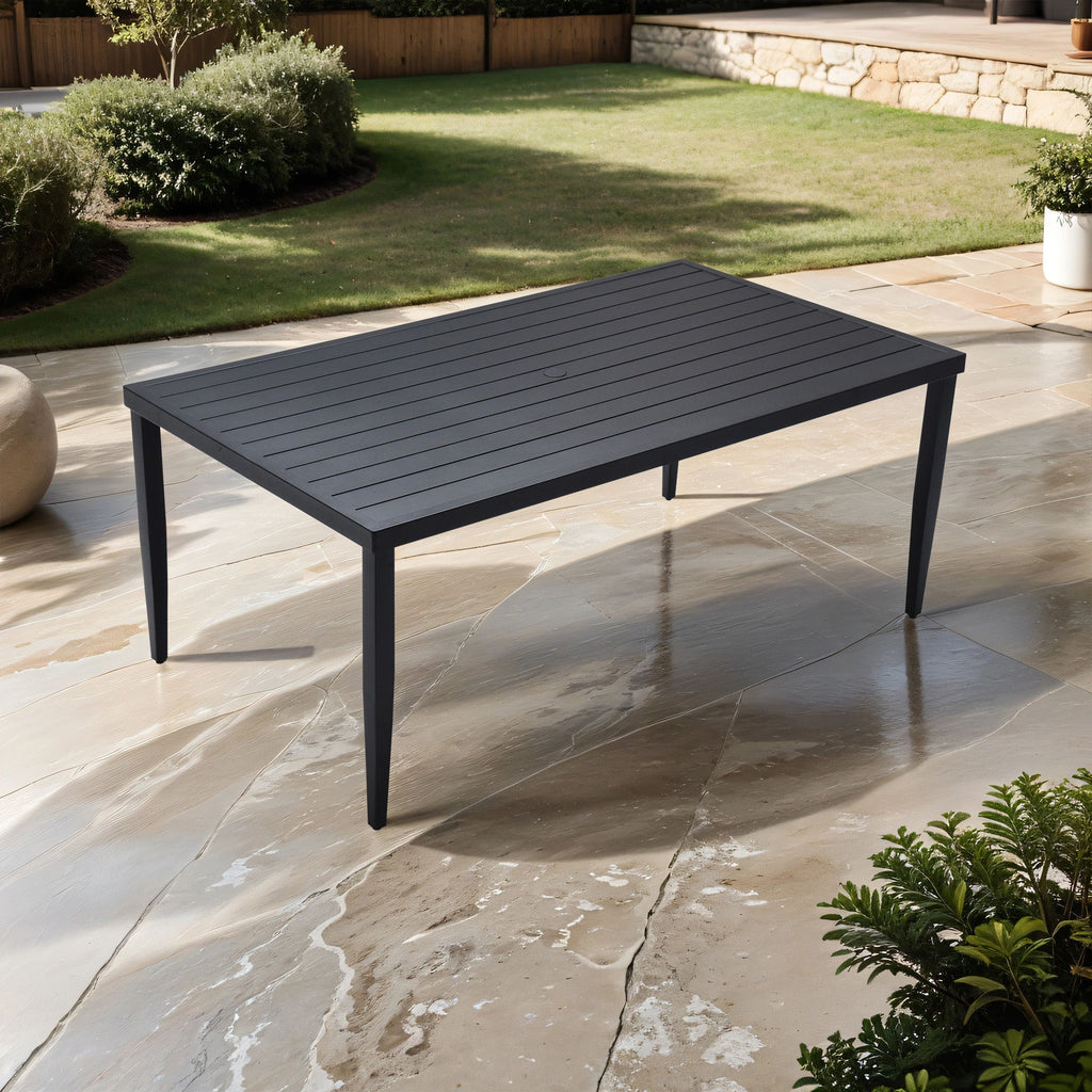 Outdoor Patio Dining Table With Tapered Feet & Umbrella Hole