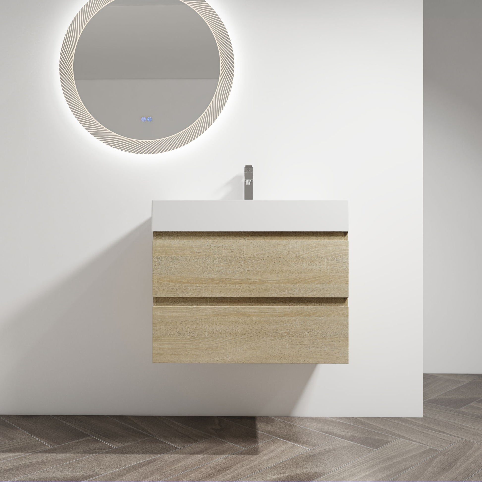Wall Mounted Bathroom Vanity And Sink, 2 Soft Close Drawers