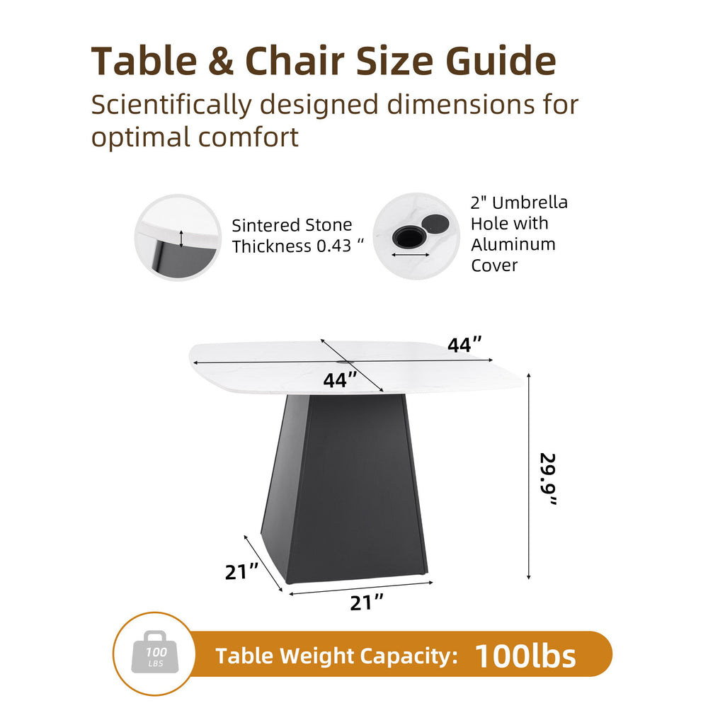 Rounded Square Outdoor Pedestal Dining Table