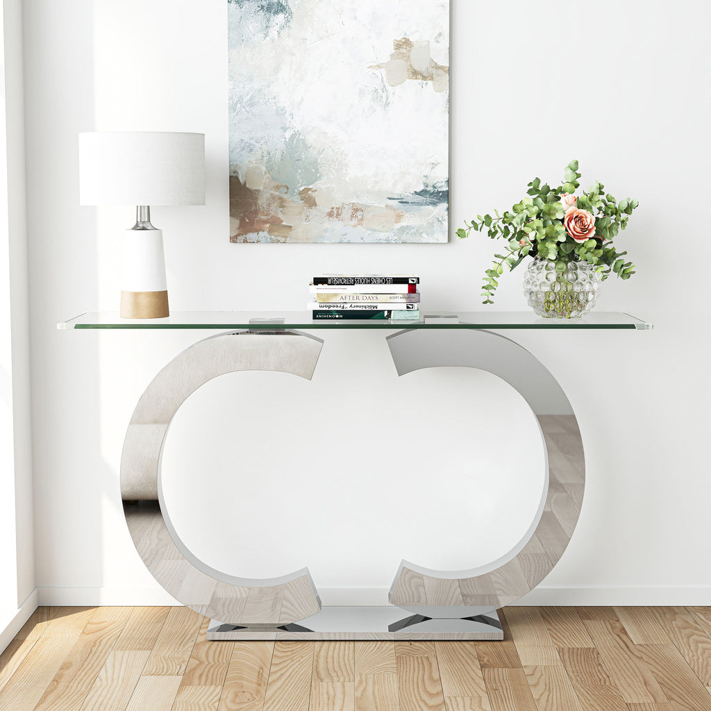 Dual C - Shaped Console Table