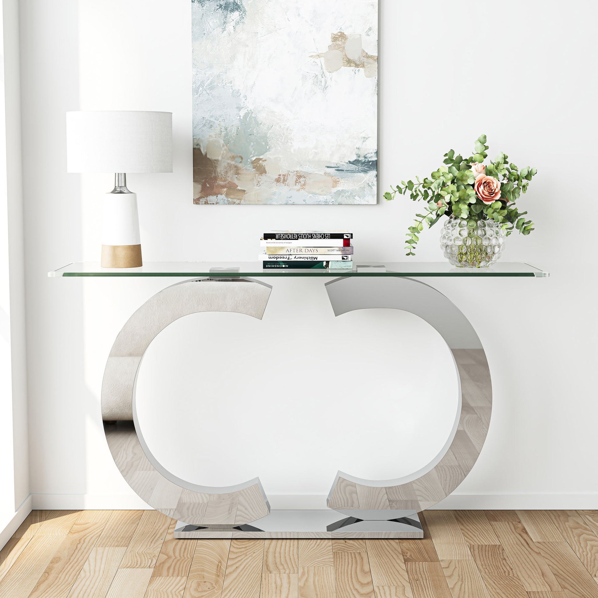 Dual C - Shaped Console Table