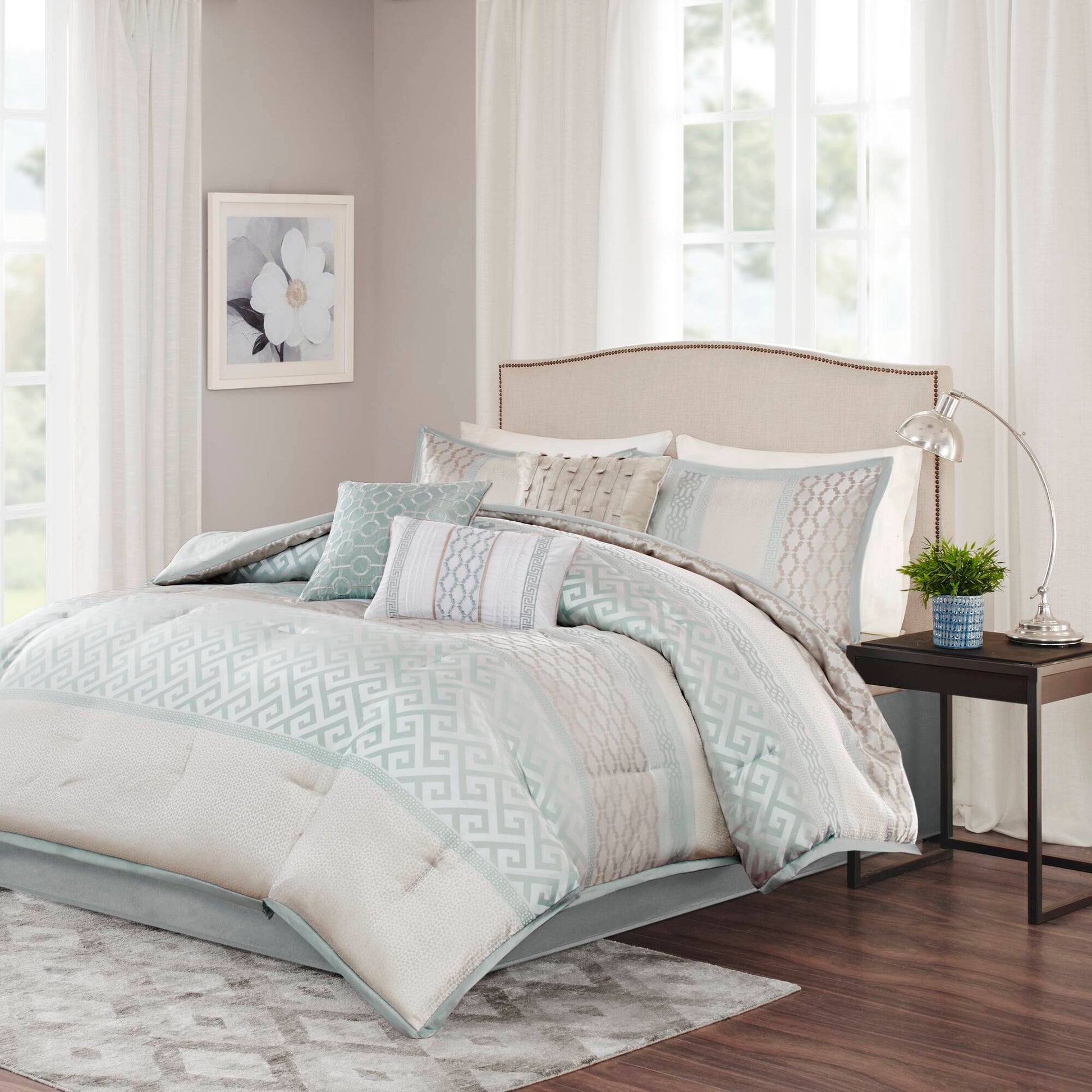 Bennett - California King Comforter (Set of 7) - Aqua