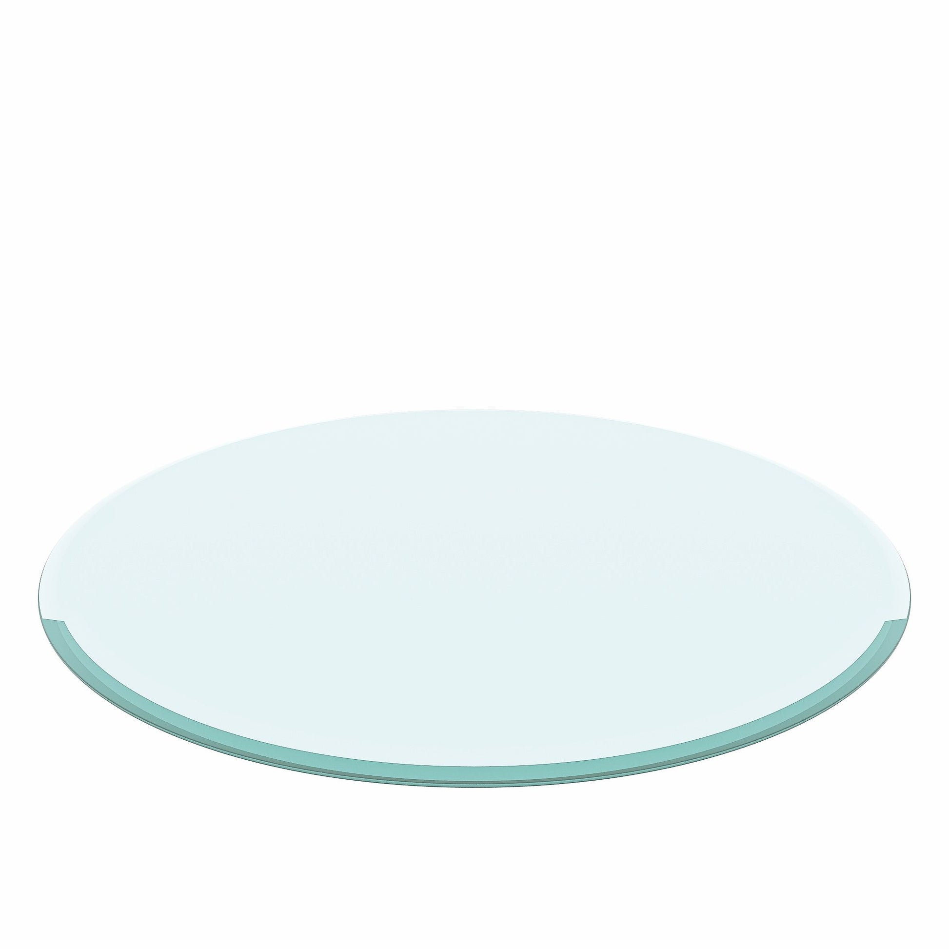 Round Tempered Glass Table Top Clear Glass, Thick Beveled Polished Edge - Black