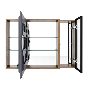 Wall Mounted Bathroom Mirror Cabinet With Soft Close Door, Adjustable Shelves - Imitative Oak