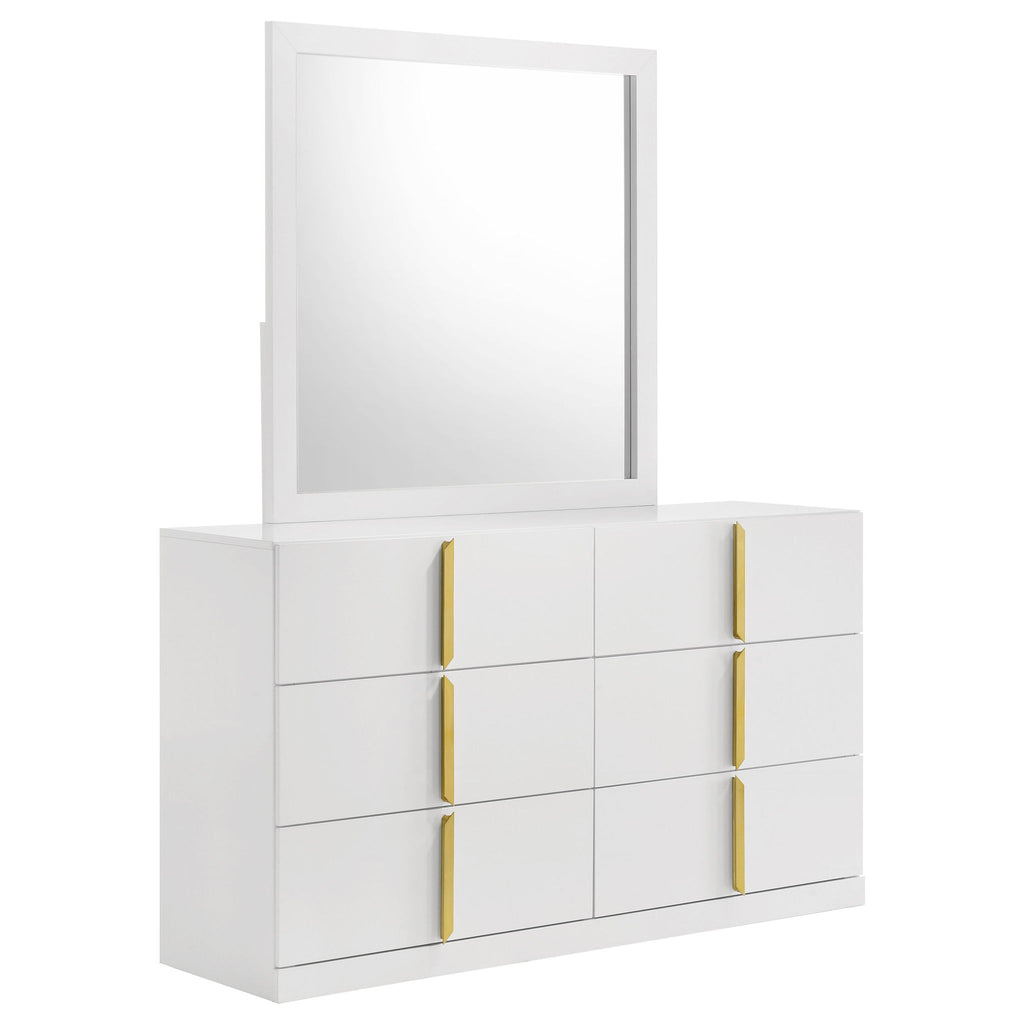 Lauryn - 6 Drawer Dresser With Mirror - Gloss White