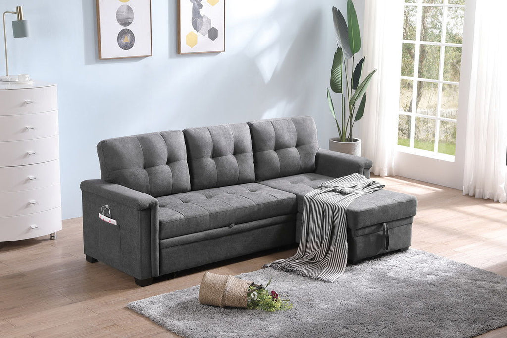 Ashlyn - Reversible Sleeper Sectional Sofa With Storage Chaise, USB Charging Ports And Pocket
