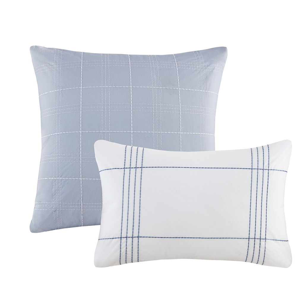 Morgan - 6 Piece Jacquard Oversized Comforter Set - White / Blue