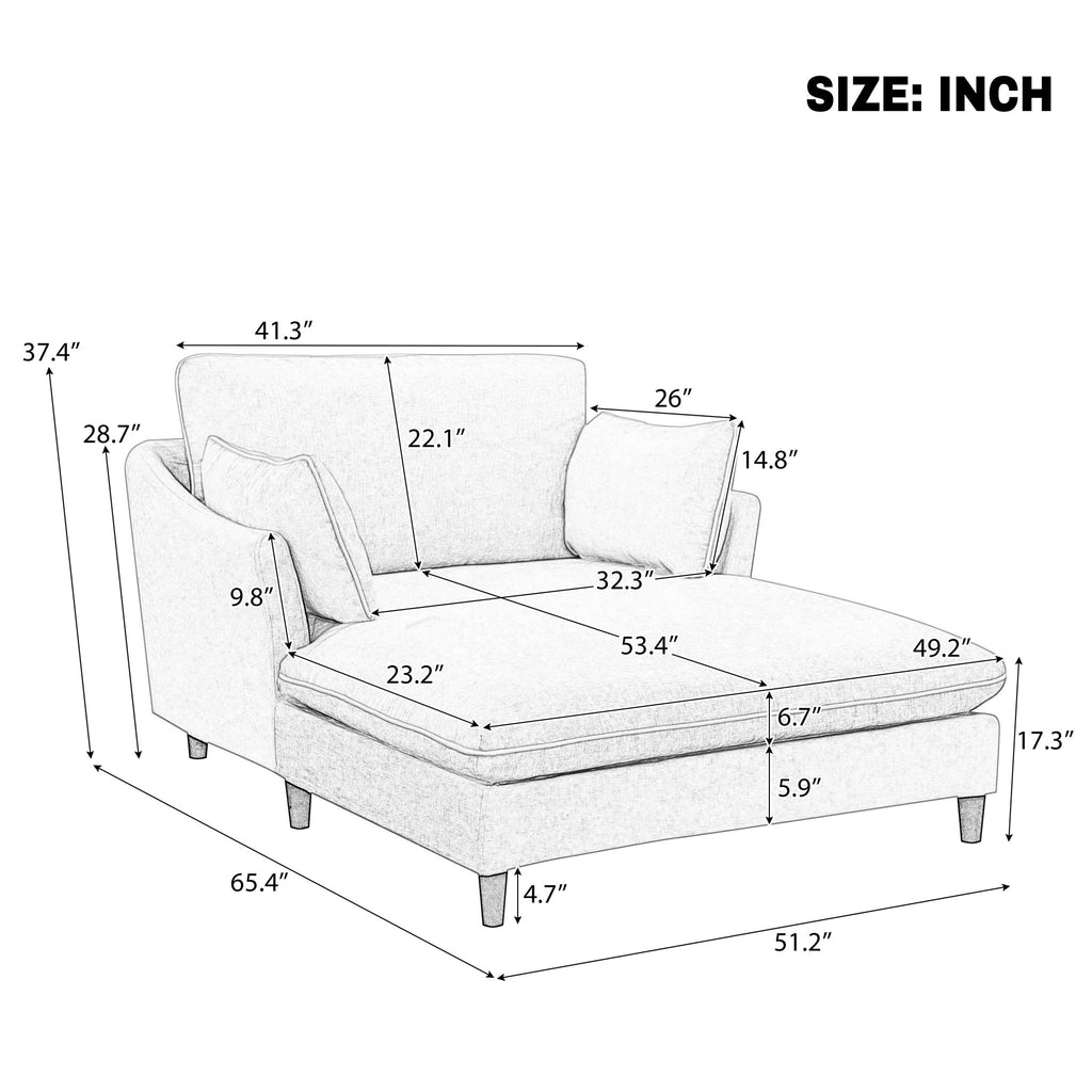 Modern Chaise Lounge Couch Sofa Bed With Pillows