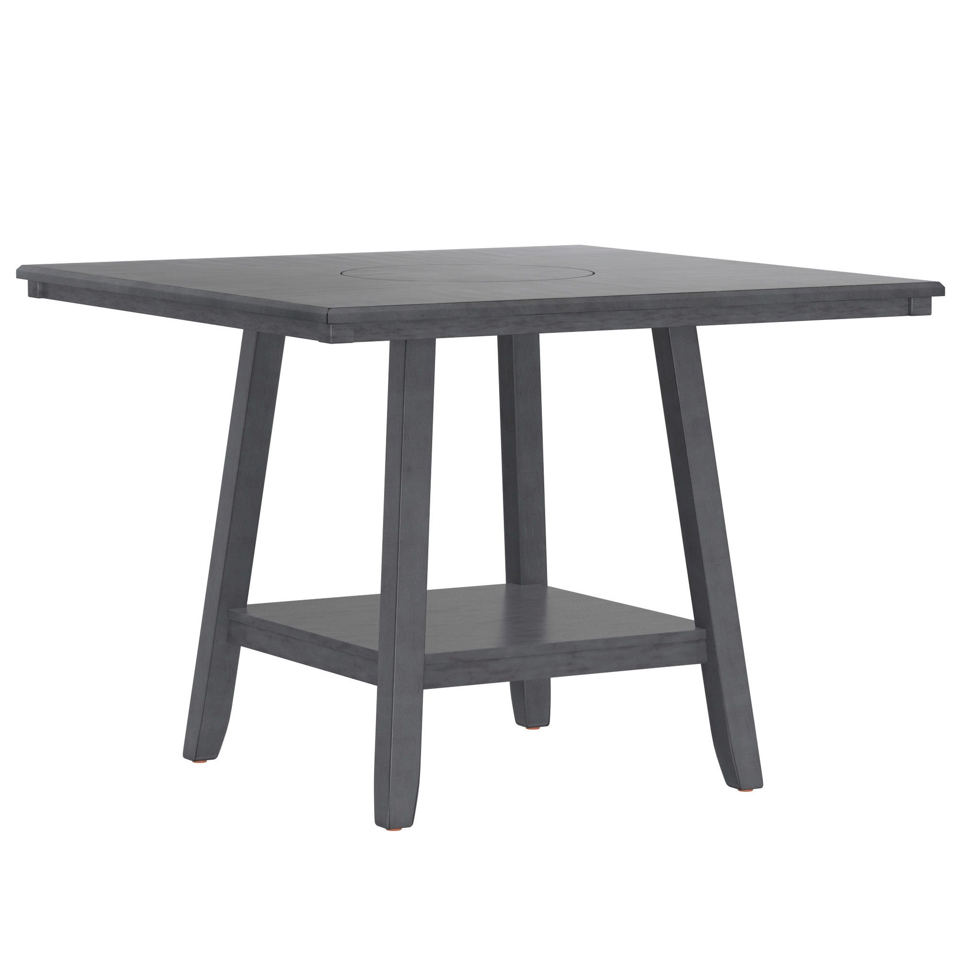 Counter Height Dining Table With Tapered Base And Lazy Susan - Gray