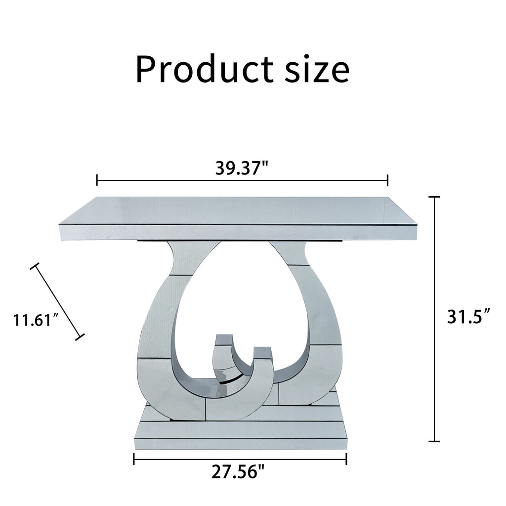 Double C - Base Rectangular Sofa Table For Living Room - Silver