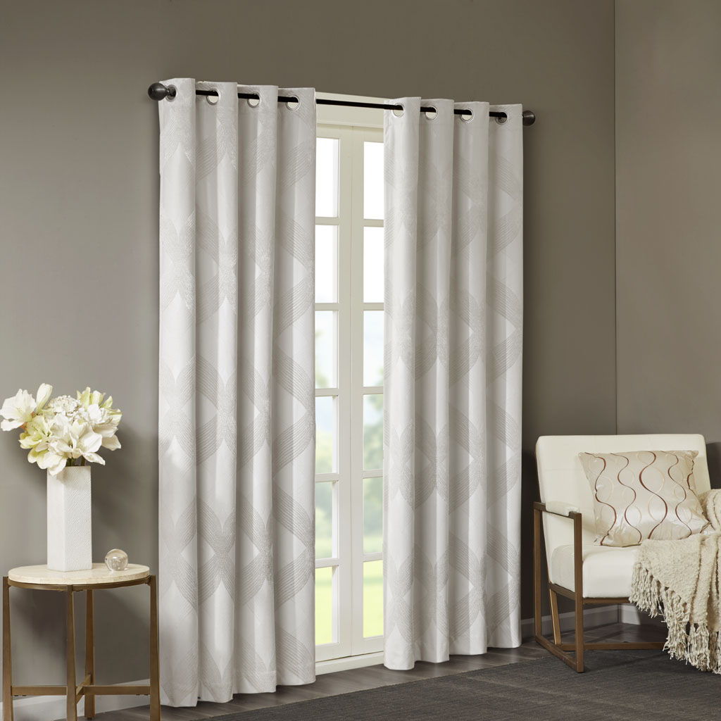 Bentley - 95" Ogee Knitted Total Blackout Panel - Ivory