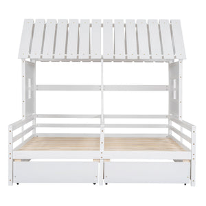 House Platform Beds With 2 Drawers, Side By Side Design