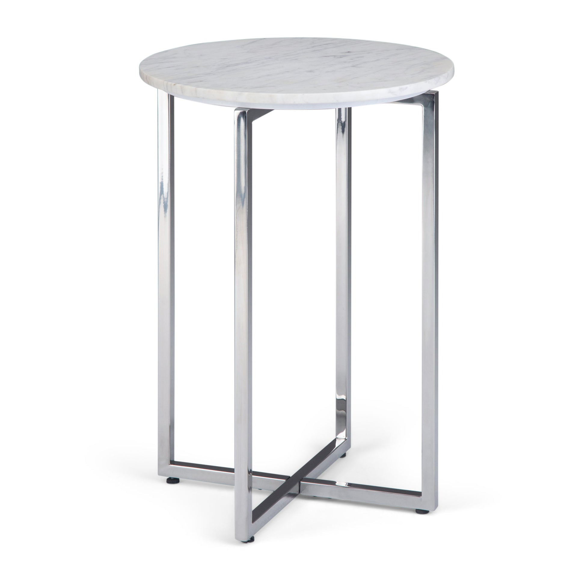 Marsden - Side Table With Polished Base - White / Silver