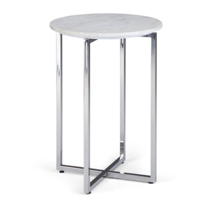 Marsden - Side Table With Polished Base - White / Silver