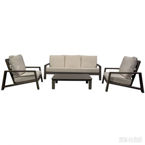 Verona - Seating 4 Pieces Set - Dark Espresso / Gray / Off White